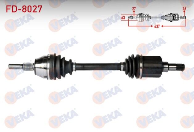 Ford Focus III 1.6 TDCI M-T Uzunluk 637mm 2011-2015 Komple Aks Sol Ön