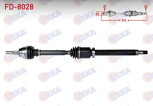 Ford Focus III 1.6 TDCI M-T Uzunluk 972mm 2011-2015 Komple Aks Sağ Ön