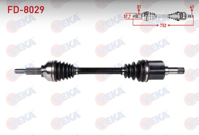 Ford Tourneo Custom (V362) Kısa Şase 2.2 TDCI 155 HP 2012- Komple Aks Sol Ön Uzunluk 752mm