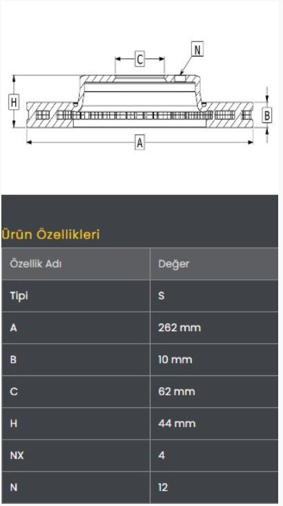 Accent Blue 11- / Rio 11- / I20 15- Fren Diski Arka (262-4)- Frendi