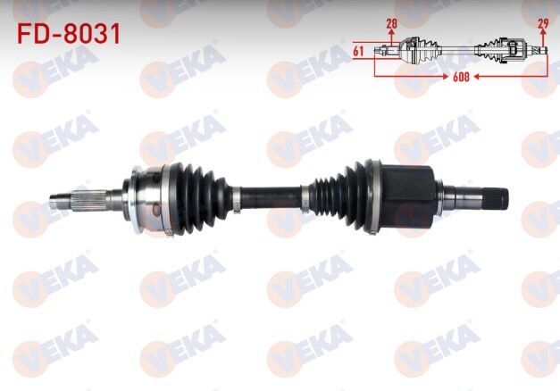 Ford Ranger (TKE) 2.2 TDCI - 3.2 TDCI A-T/M-T Uzunluk 608mm 2011- Komple Aks Sol Ön