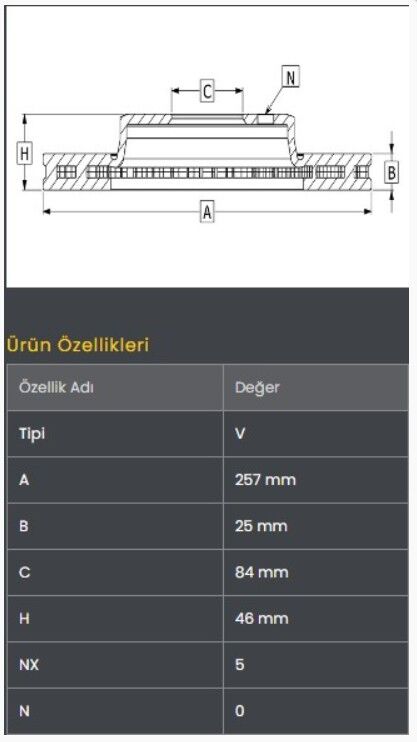 Hilux LN85 LN145 2WD 88-05 Fren Diski Ön (257-5)- Frendi