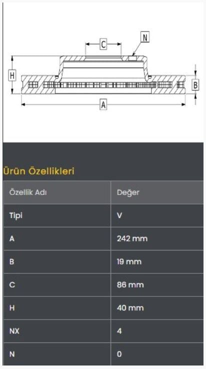 Accent 95-99 / Excel 89-95 Fren Diski Ön (242-4)- Frendi
