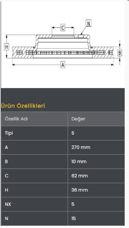 Corolla 07- / Auris 07- (Dizel Araçlar) Fren Diski Arka (270-5)- Frendi