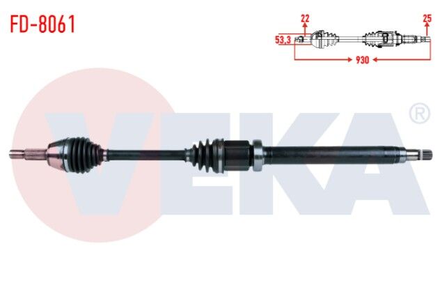 Ford Fiesta V 1.6i 16v A-T Uzunluk 930mm 2001-2008 Komple Aks Sağ Ön
