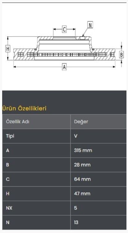 CRV 1.6 I-DTEC 15- Fren Diski Ön (315-5)- Frendi