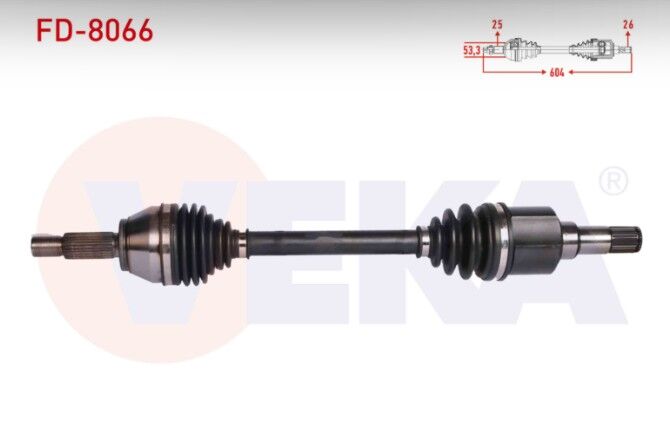 Ford Fiesta VI 1.4i A-T Uzunluk 604 mm 2008-2012 Komple Aks Sol Ön
