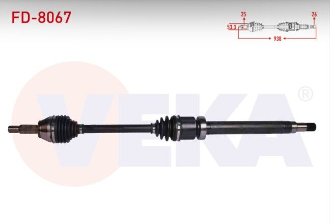 Ford Fiesta VI 1.4i A-T Uzunluk 938 mm 2008-2012 Komple Aks Sağ Ön