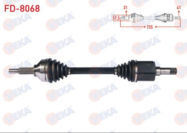 Ford Transit Custom (V362) Uzun Şase 2.2 TDCI - 2.0 TDCI 2012- Komple Aks Sol Ön Uzunluk 755mm