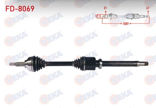 Ford Transit Custom (V362) Uzun Şase 2.2 TDCI - 2.0 TDCI 2012- Komple Aks Sağ Ön Uzunluk 1089mm