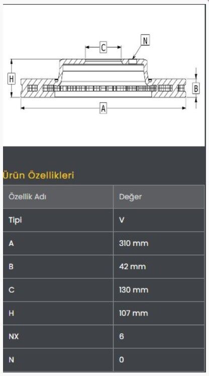 Isuzu NPR75 16- (EURO6) Fren Diski Arka (310-6)- Frendi