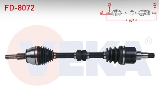 Ford Focus III 1.6 TI-VCT M-T Uzunluk 657 mm 2011-2015 Komple Aks Sol Ön