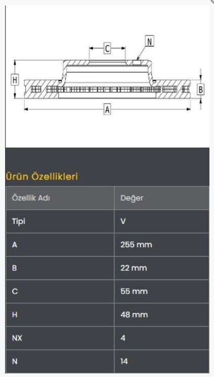 Corolla-AE101 95-02 Fren Diski Ön (255-4) Frendi