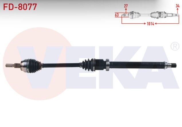 Ford Focus III 1.6 TI-VCT A-T Uzunluk 1014mm 2011-2015 Komple Aks Sağ Ön