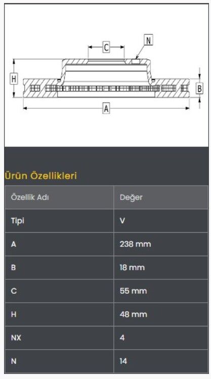 Corolla 88-96 (Karbüratörlü) (Havalı) Fren Diski Ön (238-4) Frendi