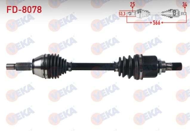 Ford Fiesta VI 1.0 - 1.6 Ti A-T 2012- / B-MAX 1.6i A-T Uzunluk 566mm 2012- Komple Aks Sol Ön