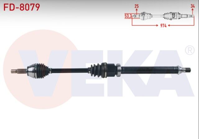 Ford Fiesta VI 1.0 - 1.6 Ti A-T 2012- / B-MAX 1.6i A-T Uzunluk 974mm 2012- Komple Aks Sağ Ön