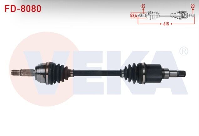 Ford Tourneo Courier 1.5 TDCI M-T 2018- Komple Aks Sol Ön Uzunluk 615mm