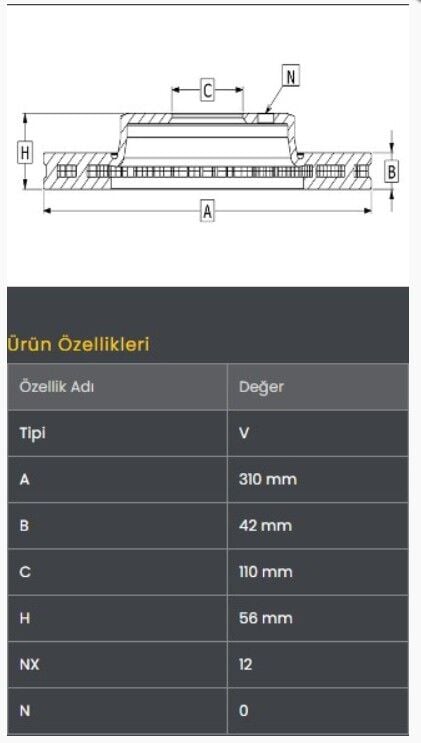 Isuzu NPR75 16- (EURO6) Fren Diski Ön (310-12)- Frendi