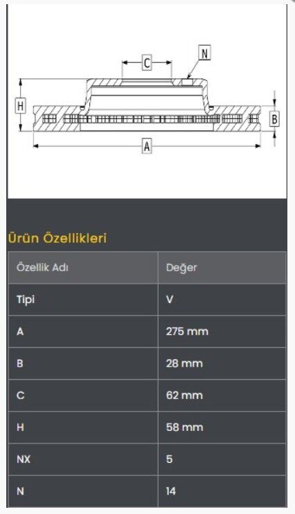 Hilux Vigo KUN10/KUN15/KUN35 2WD 05-15/Hilux Revo GUN112/GUN122 2WD 15- Fren Diski Ön (275-5) Frendi