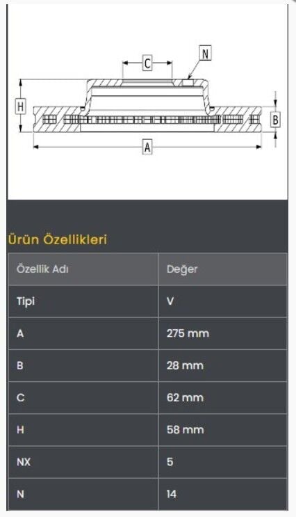 Hilux Vigo KUN10/KUN15/KUN35 2WD 05-15/Hilux Revo GUN112/GUN122 2WD 15- Fren Diski Ön (275-5) Frendi