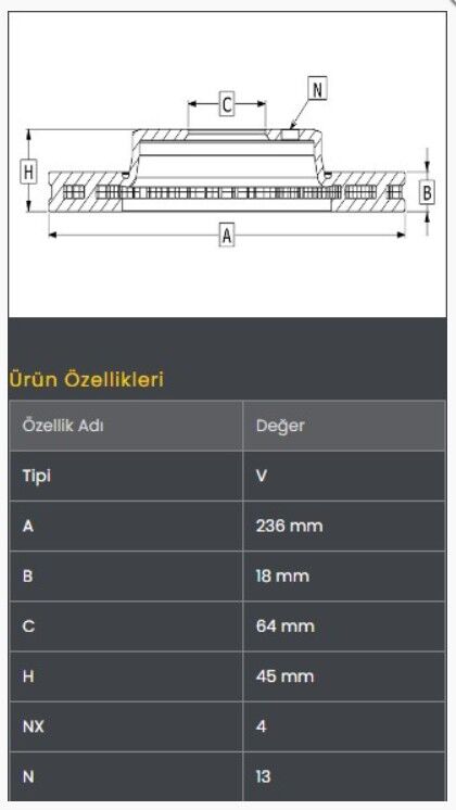 Carisma 1.6 98-/Proton-Persona 96- Fren Diski Ön (236-4) Frendi
