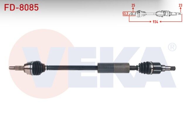 Ford Fiesta VII 1.5 TDCI M-T 6 İleri 2017- Komple Aks Sağ Ön Uzunluk 934mm