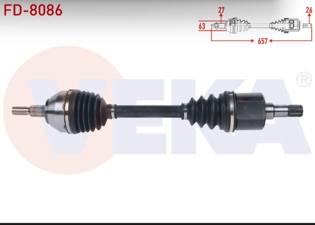 Ford Kuga I 2.0 TDCI A-T/M-T 4X4 2008-2013 Komple Aks Sol Ön Uzunluk 657mm