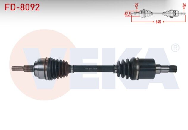 Ford Transit Connect 1.5 TDCI 100 HP M-T 5 Vites 2013- / Tourneo Connect 1.5 TDCI V408 100 HP M-T 5 Vites 2013- Komple Aks Sol Ön Uzunluk 645mm