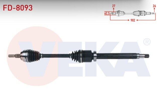 Ford Transit Connect 1.5 TDCI 100 HP 5 Vites 2013- Komple Aks Sağ Ön Uzunluk 982mm