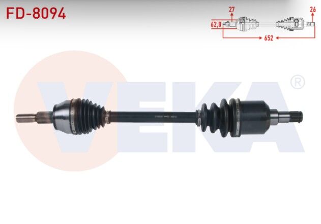 Ford Transit Connect 1.6 TDCI 5 M-T DV6 2013- / Tourneo Connect 1.6 TDCI 5 M-T V408 DV6 2013- Komple Aks Sol Ön Uzunluk 652mm