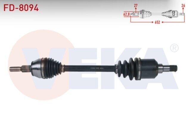 Ford Transit Connect 1.6 TDCI 5 M-T DV6 2013- / Tourneo Connect 1.6 TDCI 5 M-T V408 DV6 2013- Komple Aks Sol Ön Uzunluk 652mm