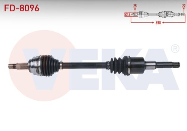 Ford Fiesta VII 1.0 EcoBoost A-T 2017- Komple Aks Sol Ön Uzunluk 658mm