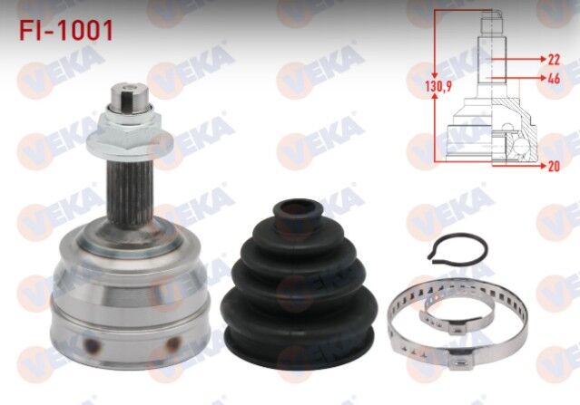 Fiat Tempra 1.4i 22X20X46 Uzunluk 130,9 mm 1992-1999 Aks Kafası Sol-Sağ Ön Dış