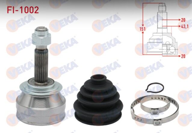 Fiat Uno 70 1.4i 20X20X43 Uzunluk 150,3 mm 1994-2000 Aks Kafası Sol-Sağ Ön Dış