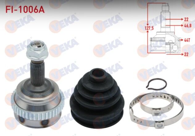 Fiat Brava (182) 1.6 16v Absli 44 Dış 22X22X46 Uzunluk 130,9 mm 1995-2002 Aks Kafası Sol-Sağ Ön Dış