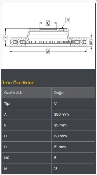 Mazda-3 15- / CX3 13- Fren Diski Ön (280-5)- Frendi