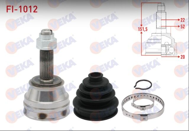 Fiat Palio (178BX) (178DX) 1.4i 22X20X52 Uzunluk 150,3 mm 1996-2005 Aks Kafası Sol-Sağ Ön Dış