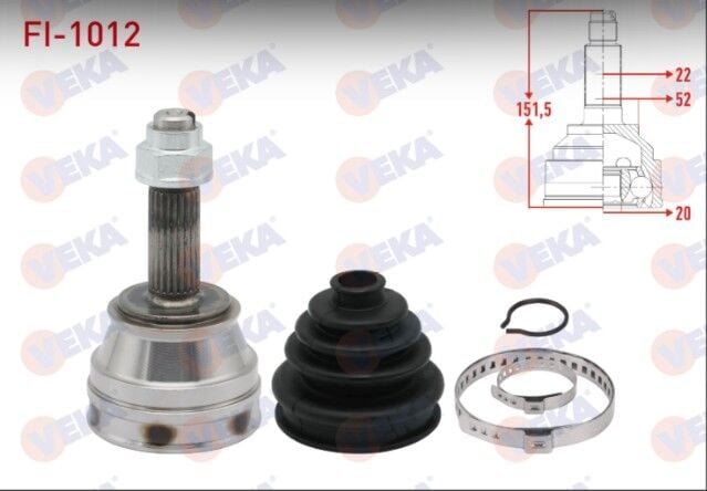 Fiat Palio (178BX) (178DX) 1.4i 22X20X52 Uzunluk 150,3 mm 1996-2005 Aks Kafası Sol-Sağ Ön Dış