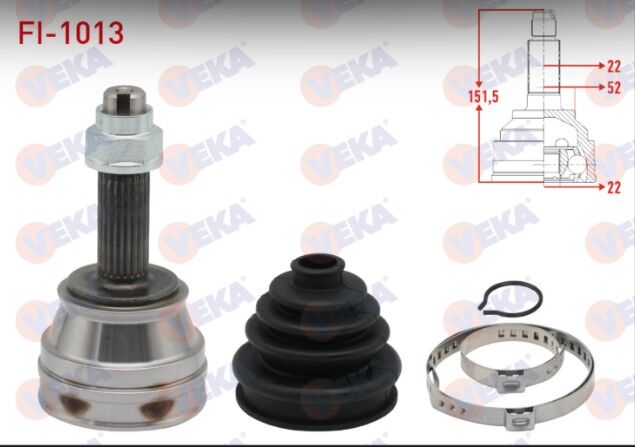 Fiat Palio (178BX) (178DX) 1.6i 16v 22X22X52 Uzunluk 149,2 mm 1996-2005 Aks Kafası Sol-Sağ Ön Dış