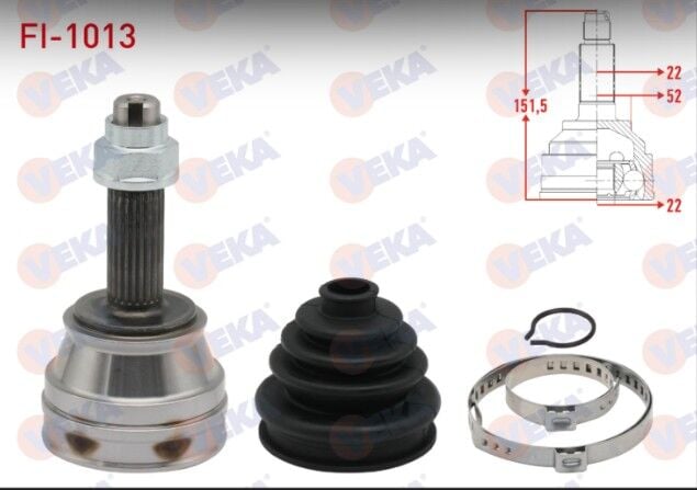 Fiat Palio (178BX) (178DX) 1.6i 16v 22X22X52 Uzunluk 149,2 mm 1996-2005 Aks Kafası Sol-Sağ Ön Dış