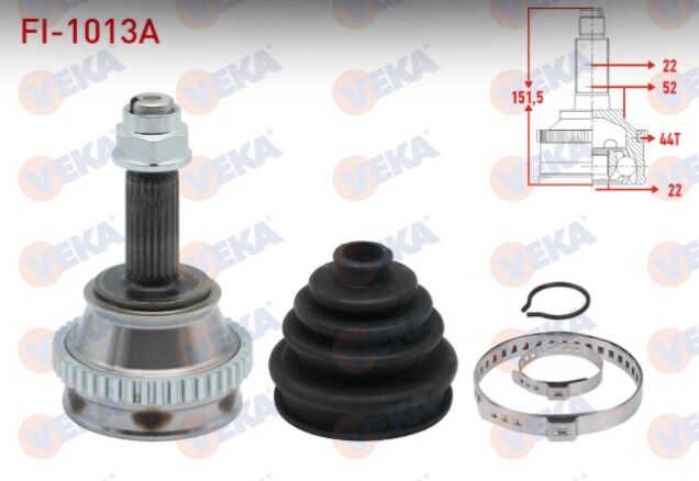 Fiat Palio (178BX) (178DX) 1.6i 16v Absli 44 Dış 22X22X52 Uzunluk 149,2 mm 1996-2005 Aks Kafası Sol-Sağ Ön Dış