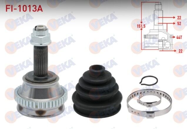 Fiat Palio (178BX) (178DX) 1.6i 16v Absli 44 Dış 22X22X52 Uzunluk 149,2 mm 1996-2005 Aks Kafası Sol-Sağ Ön Dış