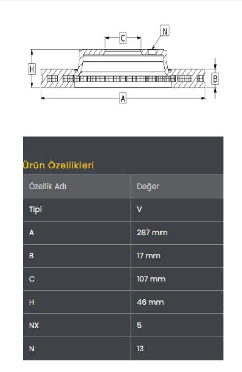 Vitara 5 Kapı 90-98/Jimny 03- Fren Diski Ön (287-5)- Frendi
