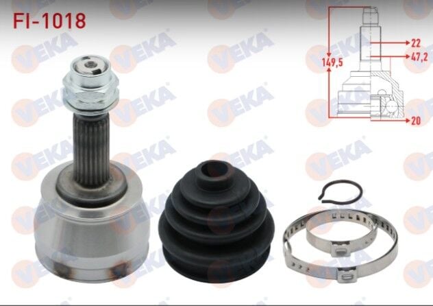 Fiat Albea 1.2i 22X20X46,9 Uzunluk 149,3 mm 2003-2007 Aks Kafası Sol-Sağ Ön Dış