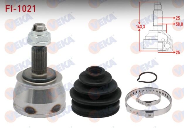 Fiat Marea 2.0i 1996-2007/ Brava 2.0i HGT 20v 1995-2002/ Bravo 2.0i 20v HGT 1995-2004/Stilo 1.9 JTD 2001-2010/ Alfa Romeo 156 1.6 TS - 2.0 TS 1997-2005 Aks Kafası Sol-Sağ Ön Dış 25X25X59 Uzunluk 142mm