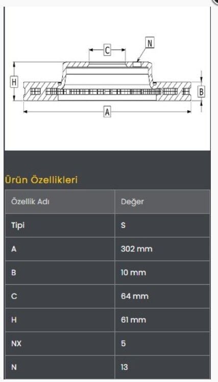 CRV 07-12 Fren Diski Arka (302-5) Frendi