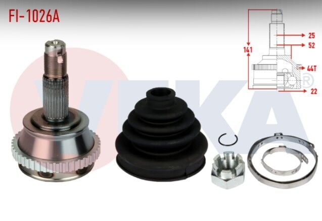 Fiat Marea (185) 1.6i 16v 100 PS Absli 44 Dış 22X25X52 Uzunluk 141,4 mm 1996-2007 Aks Kafası Sol-Sağ Ön Dış