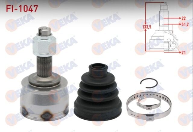 Fiat Grande Punto (199) 1.2 MPI 22X21X51.2 Uzunluk 133,5 mm 2005-2012 Aks Kafası Sol-Sağ Ön Dış