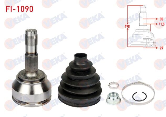 Fiat Ducato (250) 2.3 MJT İçten Segmanlı 35X29X71.5 Uzunluk 198 mm 2006-2014 Aks Kafası Sol-Sağ Ön Dış